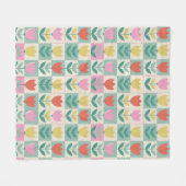 ヴィンテージチューリップパッチワークパターン フリースブランケット (正面(横))