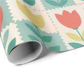 ヴィンテージチューリップパッチワークパターン ラッピングペーパー (ロールコーナー)