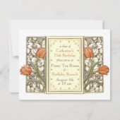 ヴィンテージチューリップフローラエレガントな誕生日パーティインビタ 招待状 (正面)