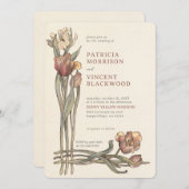 ヴィンテージチューリップフローラフレーム結婚式招待状 招待状 (正面/裏面)