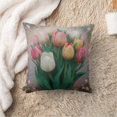 ヴィンテージチューリップブーケ装飾用クッション クッション (ブランケット)