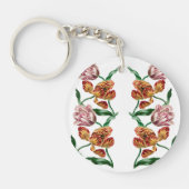 ヴィンテージチューリップボタニカルイラストレーション キーホルダー (正面)