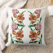 ヴィンテージチューリップボタニカルイラストレーション クッション (ブランケット)