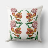 ヴィンテージチューリップボタニカルイラストレーション クッション (正面)