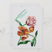 ヴィンテージチューリップボタニカルイラストレーション 招待状 (正面/裏面)