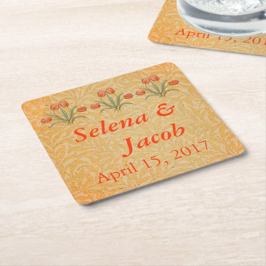 ヴィンテージチューリップモリス絵画ズコレクション スクエアペーパーコースター (アングル)