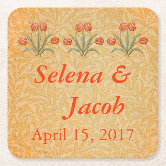 ヴィンテージチューリップモリス絵画ズコレクション スクエアペーパーコースター (正面)