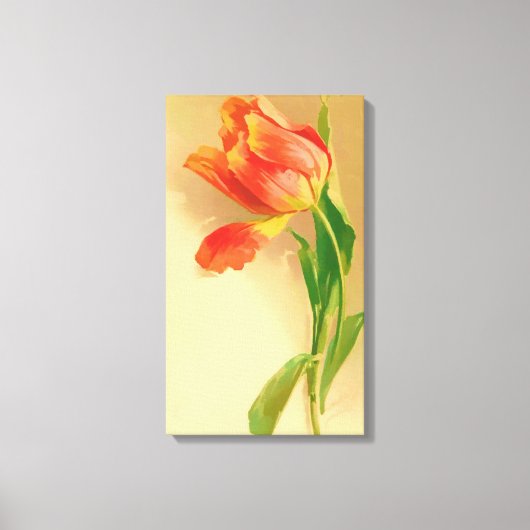 ヴィンテージチューリップ水色ティルト離れ キャンバスプリント (正面)