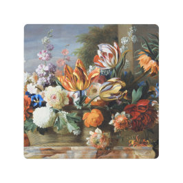 ヴィンテージチューリップ牡丹とその他の花 メタルプリント