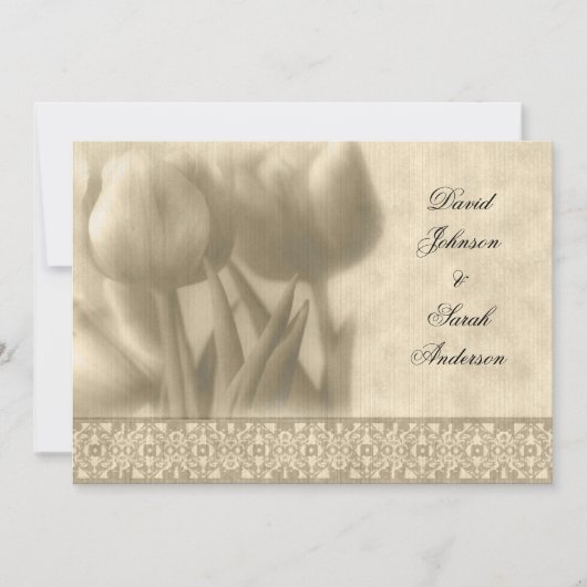 ヴィンテージチューリップ結婚式招待状 招待状 (正面)