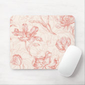 ヴィンテージチューリップ花柄 マウスパッド (マウス)