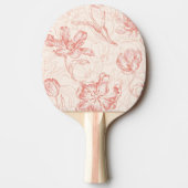 ヴィンテージチューリップ花柄 卓球ラケット (正面)