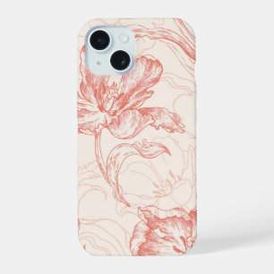 ヴィンテージチューリップ花柄 iPhone 15ケース