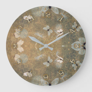 ヴィンテージチョウとダン飛んでいるデリオン ラージ壁時計