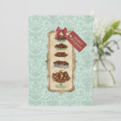 ヴィンテージチョコレートボンボンボンベダマスクリスマス シーズンカード (スタンド正面)