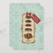 ヴィンテージチョコレートボンボンボンベダマスクリスマス シーズンカード (正面/裏面)