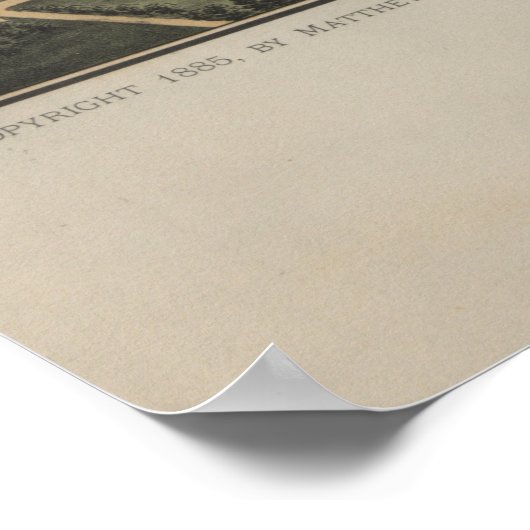 ヴィンテージチョークアNY湖の写真の地図(1885) ポスター (角)