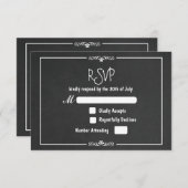 ヴィンテージチョークオーナメントウェディングRSVP招待状 出欠カード (正面/裏面)