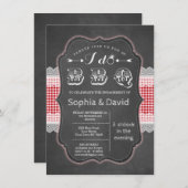 ヴィンテージチョークギンガムI doバーベキュー招待状 招待状 (正面/裏面)