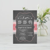 ヴィンテージチョークギンガムI doバーベキュー招待状 招待状 (スタンド正面)