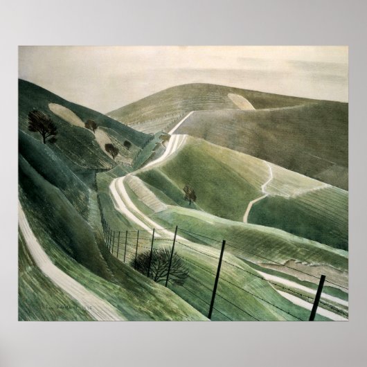 ヴィンテージチョークパスInイギリス、レトロ風景 ポスター (正面)