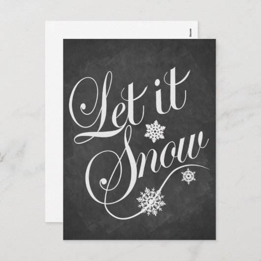 ヴィンテージチョークボードクリスマスLet It Snow シーズンポストカード (正面/裏面)