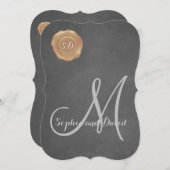 ヴィンテージチョーク古いワックスシールモノグラム結婚式の招待 招待状 (正面/裏面)