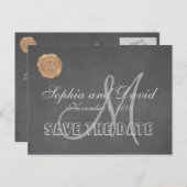 ヴィンテージチョーク古いワックスシール結婚式の日付を保存 案内ポストカード (正面/裏面)