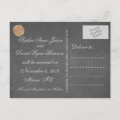 ヴィンテージチョーク古いワックスシール結婚式の日付を保存 案内ポストカード (裏面)