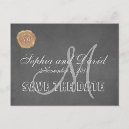 ヴィンテージチョーク古いワックスシール結婚式の日付を保存 案内ポストカード