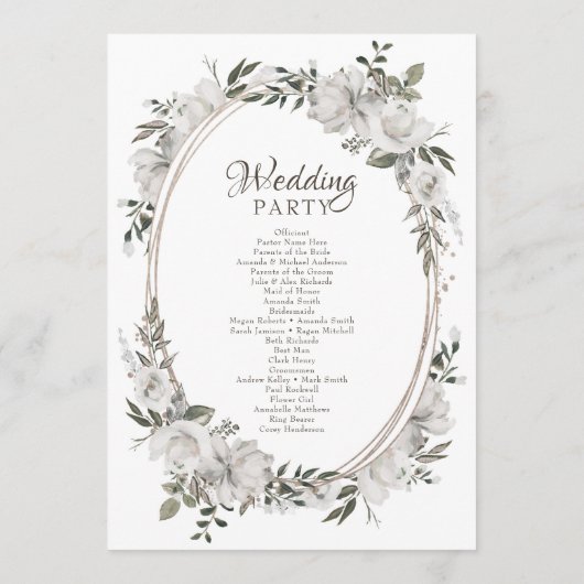 ヴィンテージチラシ白フローラオ結婚バル式 プログラム (裏面)