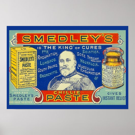 ヴィンテージチリキュア！Smedley's Chillie Paste c 1901 ポスター (正面)