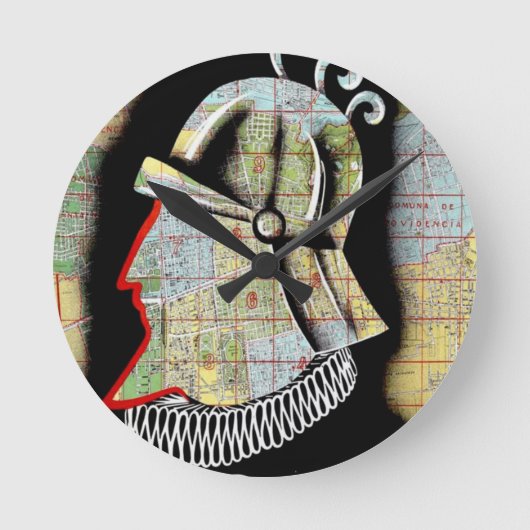 ヴィンテージチリサンティアゴトラベル ラウンド壁時計 (正面)