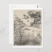 ヴィンテージチルドズブックイラストレーション蝶 ポストカード (正面/裏面)