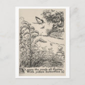 ヴィンテージチルドズブックイラストレーション蝶 ポストカード (正面)