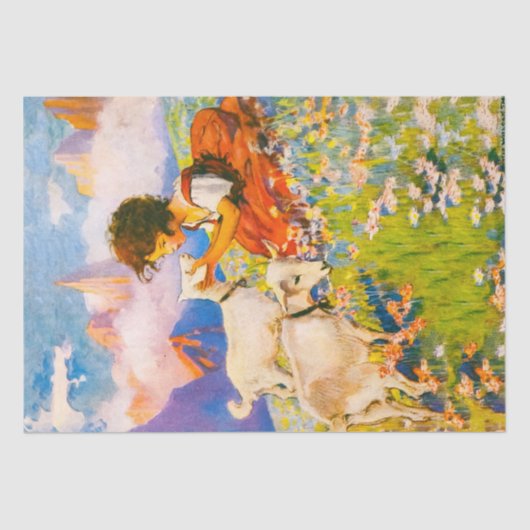 ヴィンテージチルドレンイラストレーションハイディティッシュペーパー 薄葉紙 (正面)