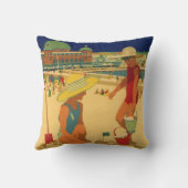 ヴィンテージチルドレンズシスターズファミリーバケーションアットビーチ クッション (裏面)