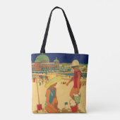 ヴィンテージチルドレンズシスターズファミリーバケーションアットビーチ トートバッグ (裏面)