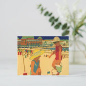 ヴィンテージチルドレンズシスターズファミリーバケーションアットビーチ ポストカード (スタンド正面)