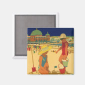 ヴィンテージチルドレンズシスターズファミリーバケーションアットビーチ マグネット (正面/裏面)