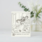 ヴィンテージチルドレンズブックイラストレーション女性踊り ポストカード (スタンド正面)