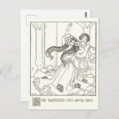 ヴィンテージチルドレンズブックイラストレーション女性踊り ポストカード (正面/裏面)