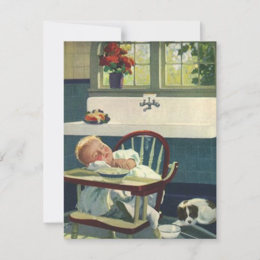 ヴィンテージチルドレンベビー眠るハイチェア招待状 招待状 (正面)