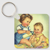 ヴィンテージチルドレン，かわいいハッピー幼児スマイルボトル キーホルダー (正面)