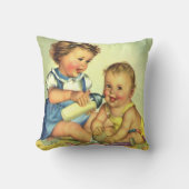 ヴィンテージチルドレン，かわいいハッピー幼児スマイルボトル クッション (正面)