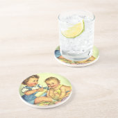 ヴィンテージチルドレン，かわいいハッピー幼児スマイルボトル コースター (側面)