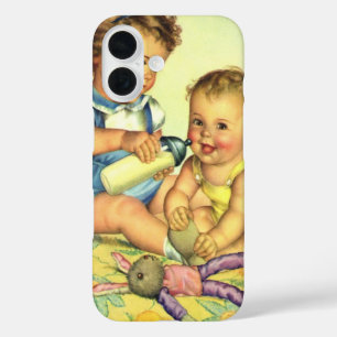 ヴィンテージチルドレン,かわいいハッピー幼児スマイルボトル iPhone 16ケース