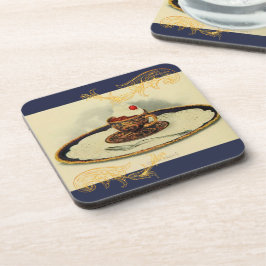 ヴィンテージチンツカップソーサーココアビクトリアンエレガント コースター