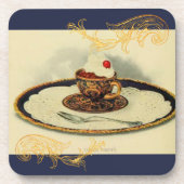 ヴィンテージチンツカップソーサーココアビクトリアンエレガント コースター (正面)