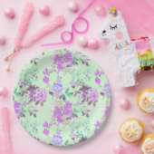 ヴィンテージチンツフローラルパターンミントグリーンパープル ペーパープレート (パーティー)